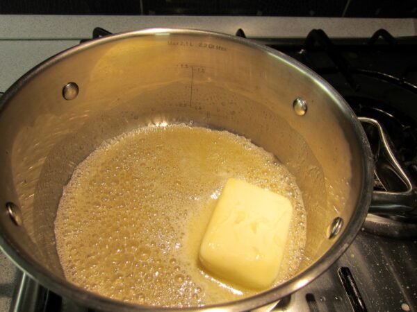 Making bechamel sauce - melting the butter