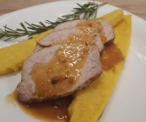 Rosemary pork loin polenta