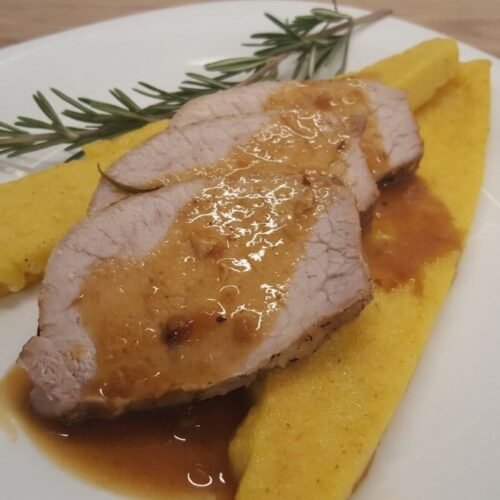 Rosemary pork loin polenta