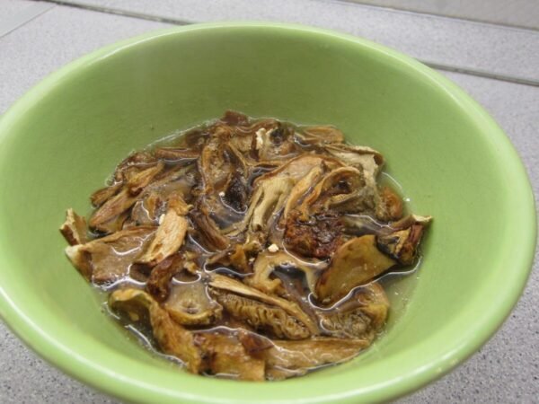 Soaked dried porcini mushrooms