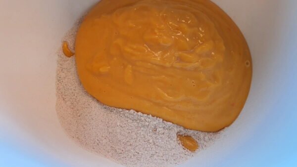 Making pumpkin muffin batter