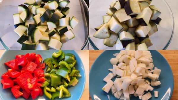 Prepared ratatouille ingredients