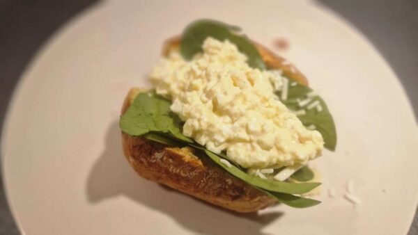 Baked Potatoes with Egg Salad and Spinach
