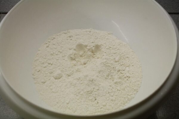 Flour in a mixing bowl