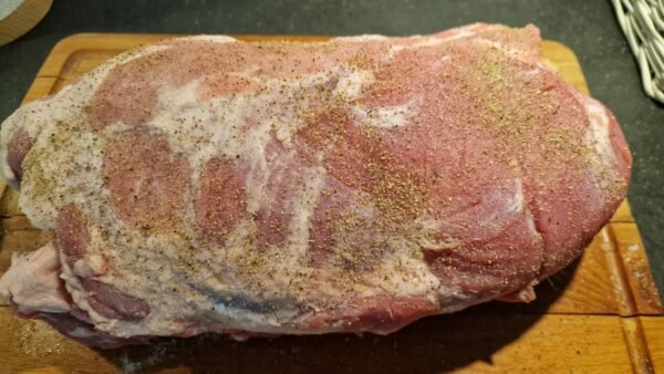 Meat prepared for tying