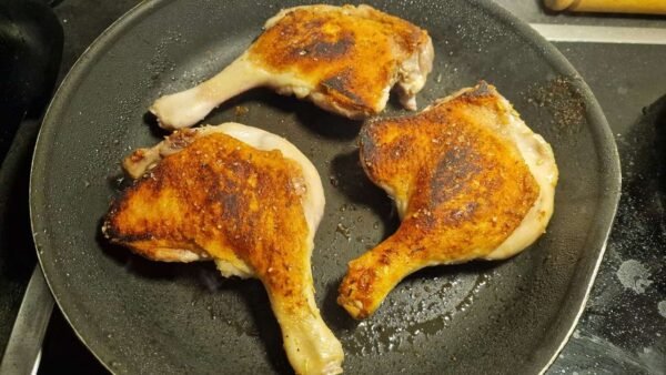 Pre-Searing Duck Legs in a Skillet Before Grilling 2