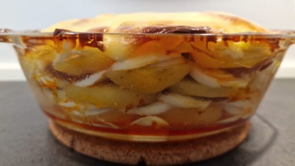 Simple Layered Potato Casserole After Baking, Side View