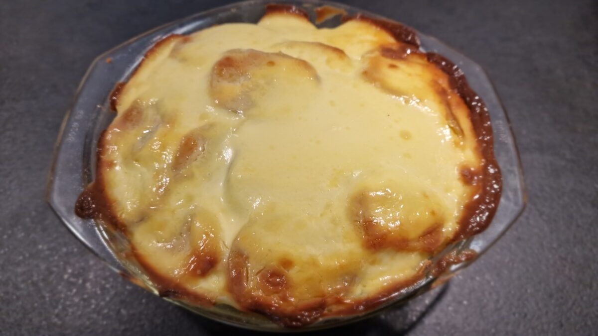 Simple Layered Potato Casserole After Baking, Viewed from Above