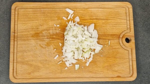 Chopping an onion for the recipe