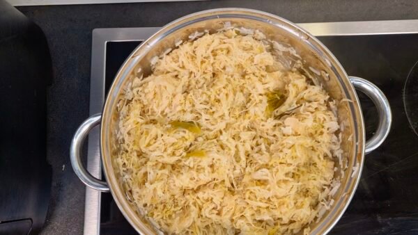Sauerkraut simmering for choucroute garnie
