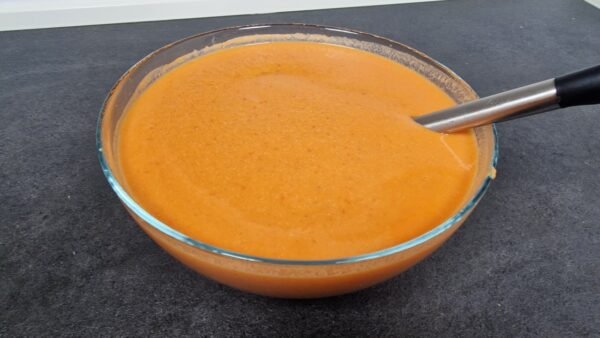 Chilled gazpacho ready to serve