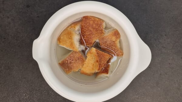 Stale bread soaking in water for gazpacho