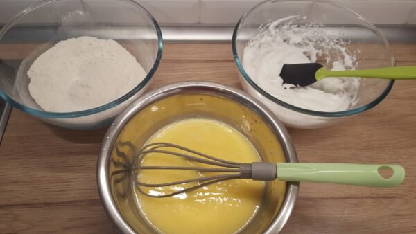 Beaten egg whites for the waffle batter