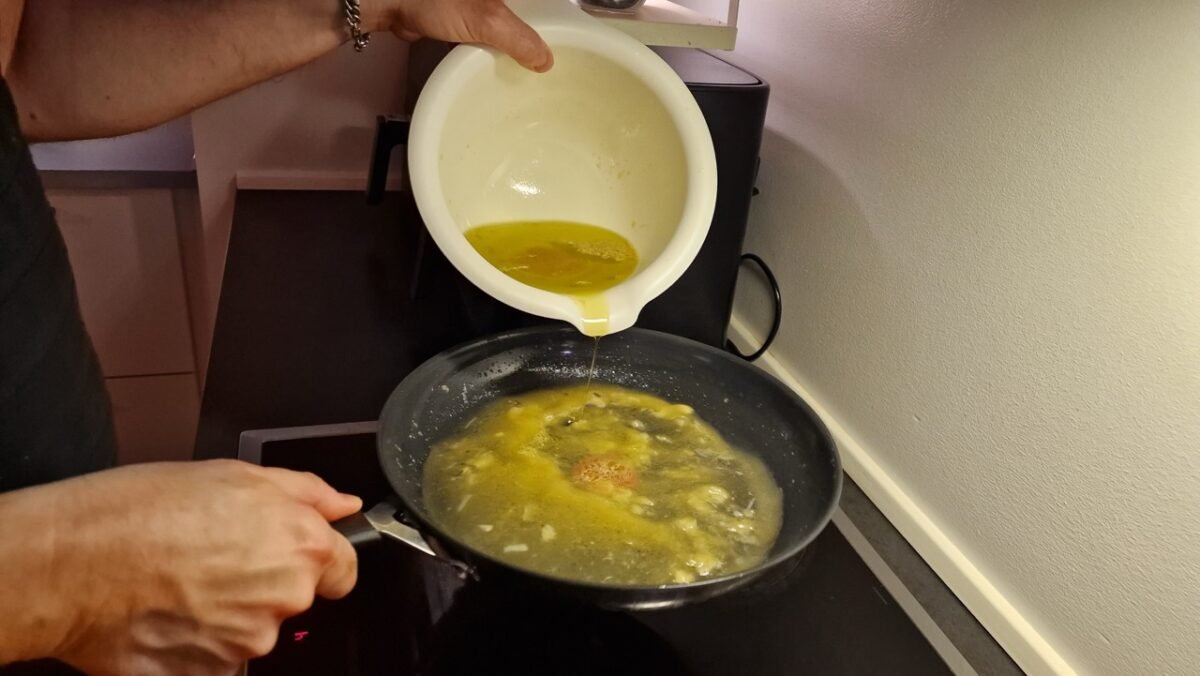 Making the pil pil sauce