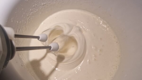 Eggs and sugar beaten until pale and foamy with a hand mixer