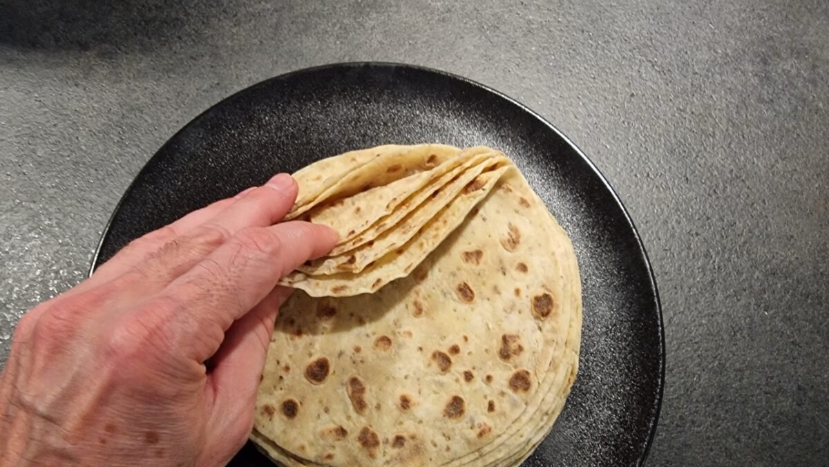 Round Norwegian lompe potato flatbread